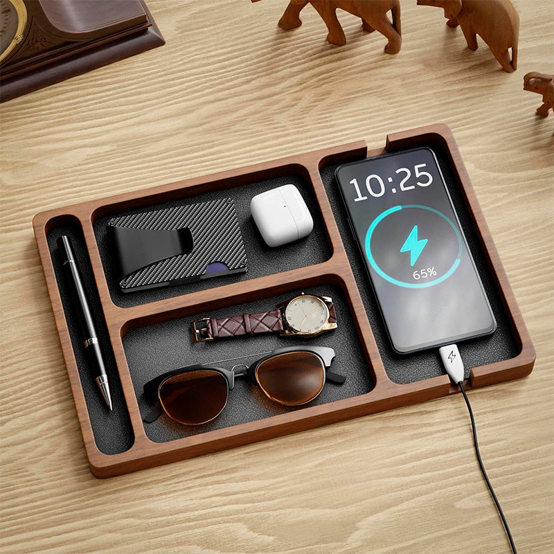 Bandeja Organizadora de Mesa Madeira com Fundo Preto Exclusive