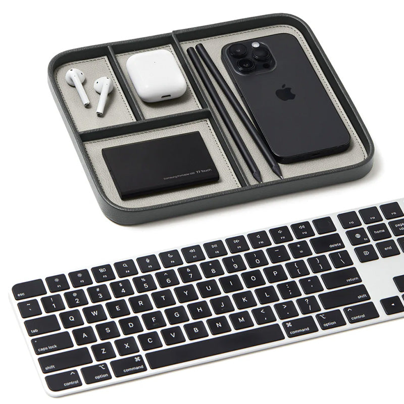 Bandeja Organizadora de Mesa Preto Couro N-Sense