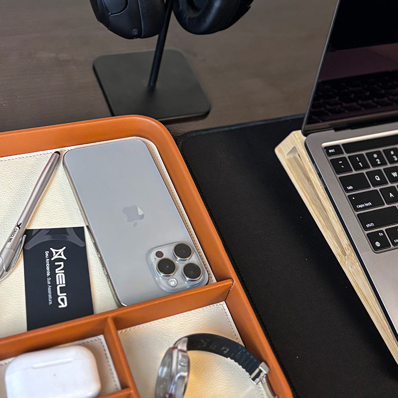 Bandeja Porta Objetos Tray - em Couro