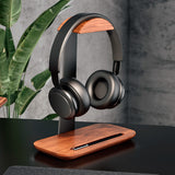 suporte headset fone madeira neua exclusive preto e madeira de nogueira